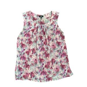 Talbots Petites 100% Silk Floral Sleeveless Blouse Pink Purple 12P